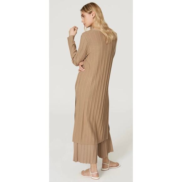 Theory Tan Wide Ribbed Cardigan M - Picture 2 of 13